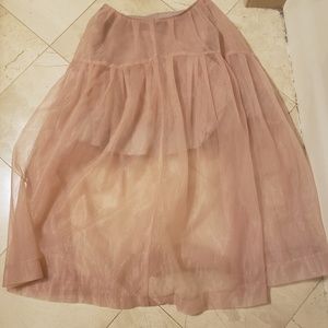 Pink Tulle Midi Skirt